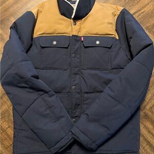 Levi's Navy and Tan Puffer Jacket